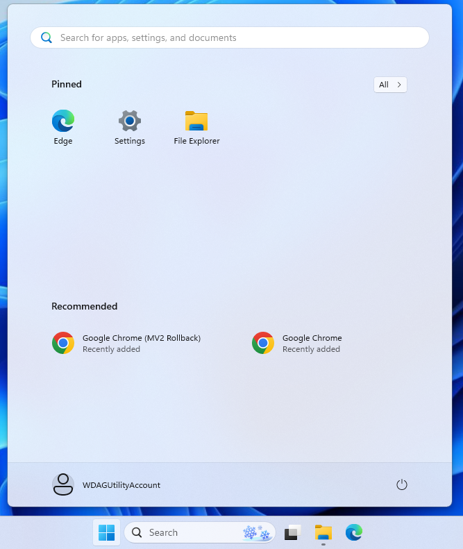 The Windows start menu