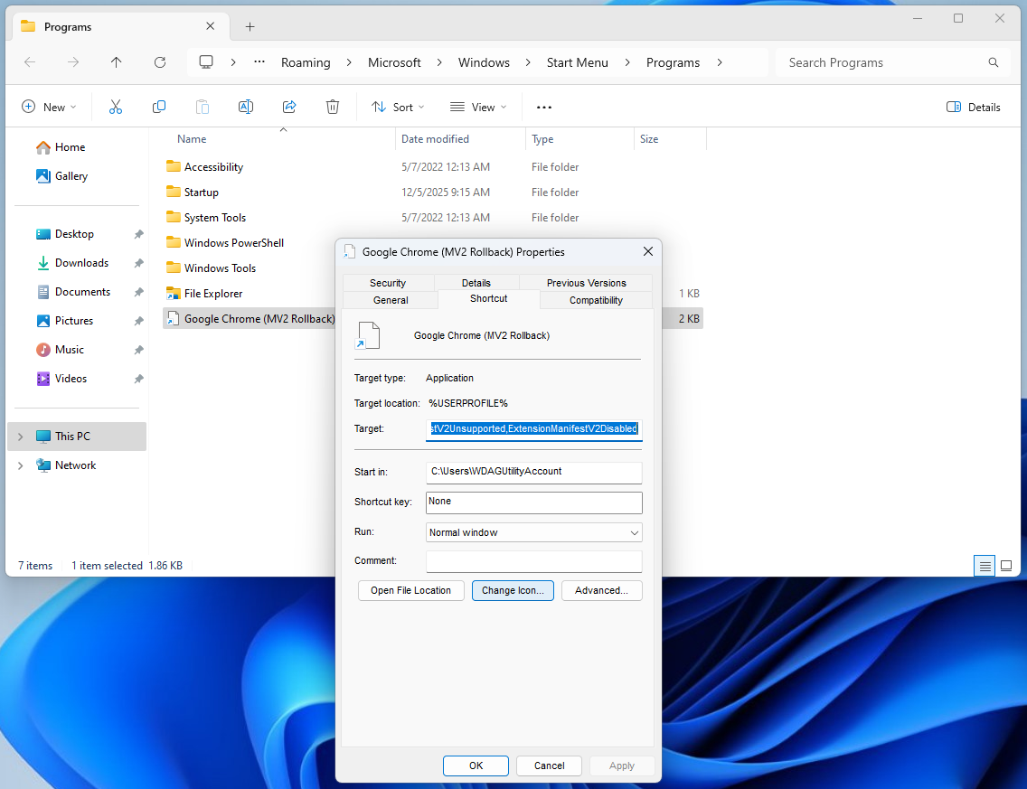 My Google Chrome shortcut