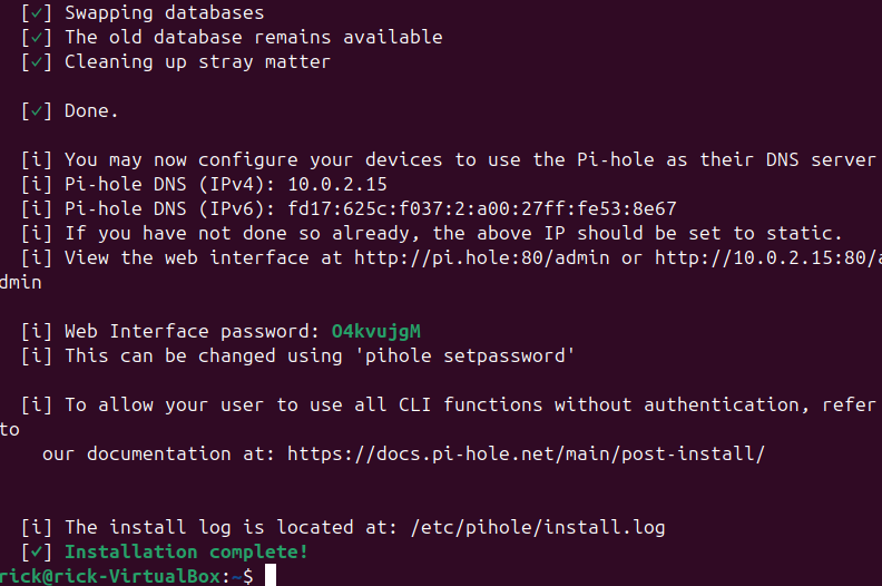 A slide from the Pi-hole installation wizard.